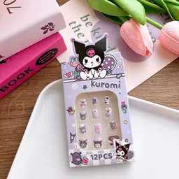 adornish 36 Pcs Kawaii Girls Press On Nail Set - Cute Sanrio Kuromi Kids and Cinnamoroll DIY Nail Art - Pre-glue Girls Kawaii Nails Edit image 4