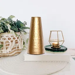 Zintex 9 Inch Metal Flower Vase for Home Decor Flower Vase - Vase for Living Room - Polished Pure Metal Table Vase (Gold) image 3