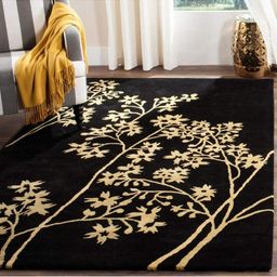 IMRA CARPET Black Floral Anti-Skid Woollen Carpet-picture-49