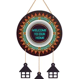 SAF Red & Blue Welcome To Our Home Wooden Wall Hanging-picture-20