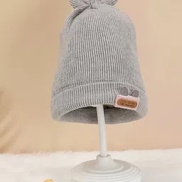 Yellow Bee Boys Self Design Pom Pom Woollen Beanie image 1