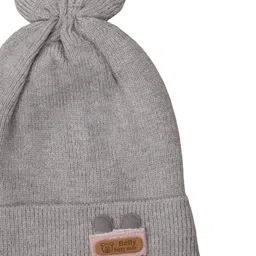 Yellow Bee Boys Self Design Pom Pom Woollen Beanie image 5