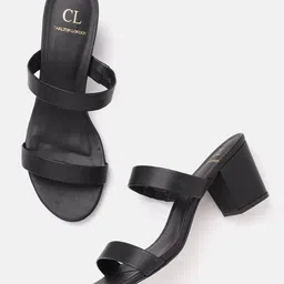 Carlton London Women Black Solid Open-Toe Block Heels image 2