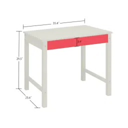 adona Mystica Kids Study Set with Desk Teak Wood Chair and Bookshelf with Wooden Retainers in Strawberry Pink Colour image 4