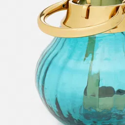 Pure Home and Living Blue & Gold-Toned Textured Glass Tea Light Holder image 5