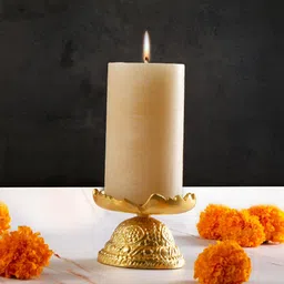 THE HOME CO. Gold-Toned Textured Candle Holder image 1