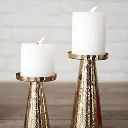 BEHOMA Gold-Toned 2Pcs Textured Metal Candle Holders-image-72