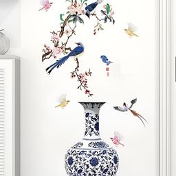 Asian royal Blue & Pink Floral Printed Self Adhesive Wall Sticker-picture-45