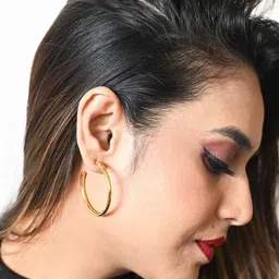 925 SILLER 925 Pure Silver Rhodium-Plated Contemporary Hoop Earrings image 1