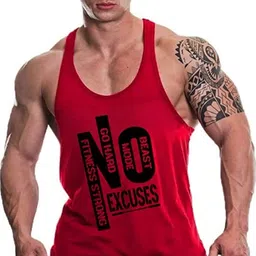 MASCARI Gym Vest -NO Excuses RED image 1