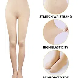 alaxender present Opaque Tights for Women Control Top Thermal Winter Tights Thick Stretchy Run Resistant Pantyhose Pantyhose free size (Skin Color) image 3