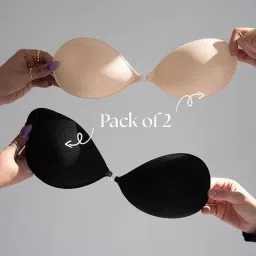 BRACHY Women Black Invisible Lift Stick-On Seamless Pushup Bra image 4