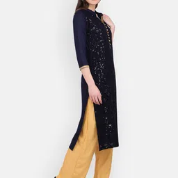 MARC LOUIS Blue Quirky Embroidered Sequinned Kurti image 5