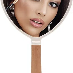 BANIRA Wood Hand Mirror Heart Shaped Handle Makeup Mirror, Small Cute Wooden Shaving Mirror with Single Side Hanging Hole, Travel Portable for Men Women (Heart) RANDOMCOLOR image 5