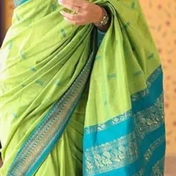 royal threads Women's Pure Kalyani Cotton Silk Saree with Exquisite Zari Cotton Border, Traditional Kalyani Cotton Sarees for Women, Includes Matching Blouse Piece image 2