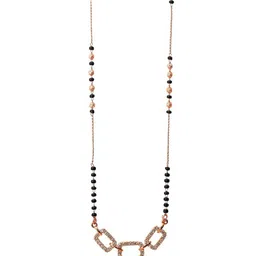 SOLIBELLE Rose Gold-Plated Artificial Stones Mangalsutra image 2