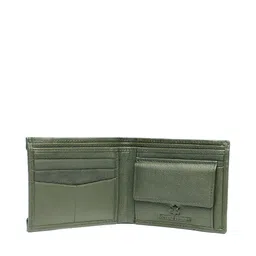 WildHorn Men Olive Green Solid Leather Two Fold Wallet with RFID image 3