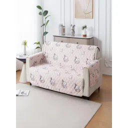 House of Quirk Anti-Slip Sofa Cover with Pocket Couch Protector - Beige Moo image 2