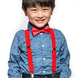 rr design Boy's Suspender and Bow Tie (Red, 15-16 Years) image 2