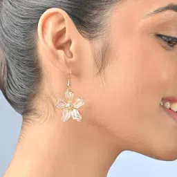 ToniQ Baby Pink Enamel Floral Drop Earrings-picture-22