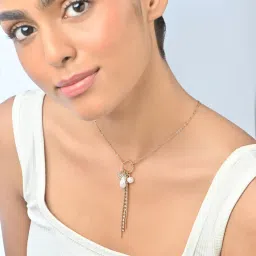 ToniQ White Pearl and Charm Tassel Necklace-image-15