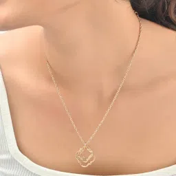 ToniQ Golden Double Clover Charm Statement Necklace-picture-38