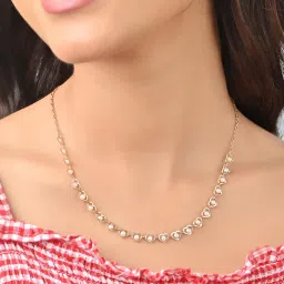 ToniQ Dainty Gold Plated Heart and White Pearl Necklace-image-4