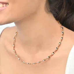 ToniQ Gold Twisted Stone Studded Necklace-image-37