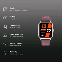 fastrack Rave FX2 Smartwatch with Bluetooth Calling (46.4mm UltraVU HD Display, Wine Red Strap) image 3