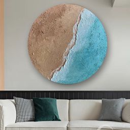 The Art House Blue & Beige Abstract Painting Wall Art (20X20 INCHES)-picture-25