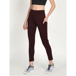 CHKOKKO Women Burgundy Stretchable Gym Leggings-picture-15