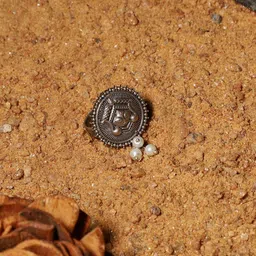 VENI Silver-Plated Beaded Oxidised Durga Finger Ring image 1