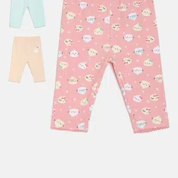 MINI KLUB Girls Pack Of 4 Printed Cotton Lounge Capris image 1