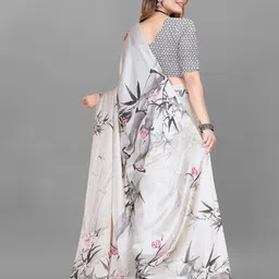 Inithi Floral Printed Satin Saree image 3