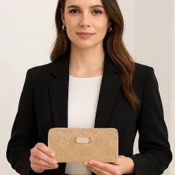 ESBEDA Beige Color Blossom Weave Wallet For Women-image-14