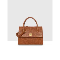 ESBEDA Tan Colour Croco Texture Handbag with Detachable Strap (M) image 2