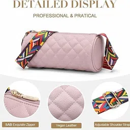 fabcraft Quilted Backpack Set with Wristlet and Crossbody Purse, Pink, 3PCS Small Backpack Set Fashion Backpack with Crossbody Bag & Coin Purse image 3