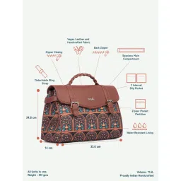 Zouk Konkona Heritage Satchel Bag - Royal Indian Peacock Motif image 4