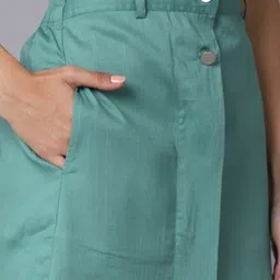 TAG 7 Turquoise Blue Solid A- Line Midi Skirts image 4