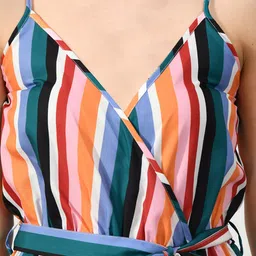 WAYLENE Striped Shoulder Straps Waist Tie-Ups Playsuit image 4