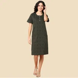 Zelena Half Sleeve Green Zipless Feeding Dress-image-5