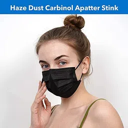 Wisezag Black Surgical Mask Pack of 110 Pieces Disposable Masks 3 Ply Layer & Nose Clip Ultrasonic Use, Throw Masks Pack of 100 Pcs Pin 3Ply Unisex, Nonwoven Fabric image 3