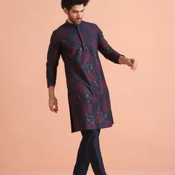 kisah Mens Kurta|Blended Fabric Embroidered Semi-Casual Mens Ethnic Wear|Regular Fit Mandarin Collar Long Sleeves image 3