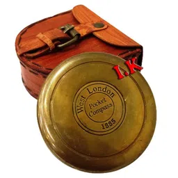 generic Robert Forest Poem Compass Brass Pocket Transit Compass - Robert Frost Poem Best Gift for Nautical Lovers Vintage Compass with Leather case Antique Compass image 2