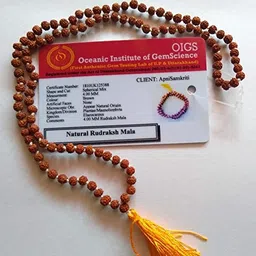 Apnisanskriti 5 Mukhi Rudraksha Mala for Men/Women Wearing (4mm, Zero Size Bead, 108+1, Lab Certified, Upper Chest Length) - Natural Brown Rudraksh Beads - Pack of 1 image 1