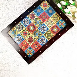 apka mart Black Wooden Tile Chowki-image-29