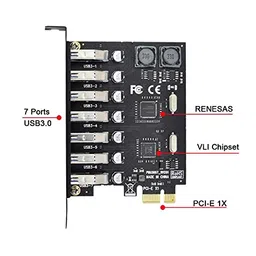 NFHK 7 Ports PCI-E to USB 3.0 HUB PCI Express Expansion Card Adapter 5Gbps for Motherboard image 3