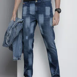 The Indian Garage Co Slim Fit Low Distress Heavy Fade Bleached Stretchable Jeans-image-3