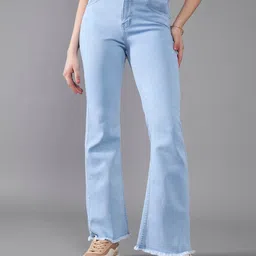 DOLCE CRUDO Women Bootcut High-Rise Heavy Fade Stretchable Jeans-picture-40