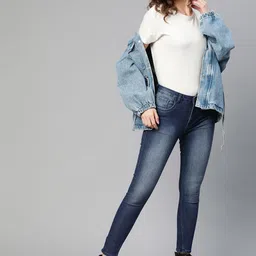 Roadster Women Navy Blue Mid-Rise Super Skinny Fit Heavy Fade Stretchable Jeans-image-4
